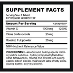 Fire & Spear Vit C Vitamina para la energía, el sistema inmunitario y el fortalecimiento de la piel 1000mg adecuada para adultos mayores de 50 años 60 Comprimidos