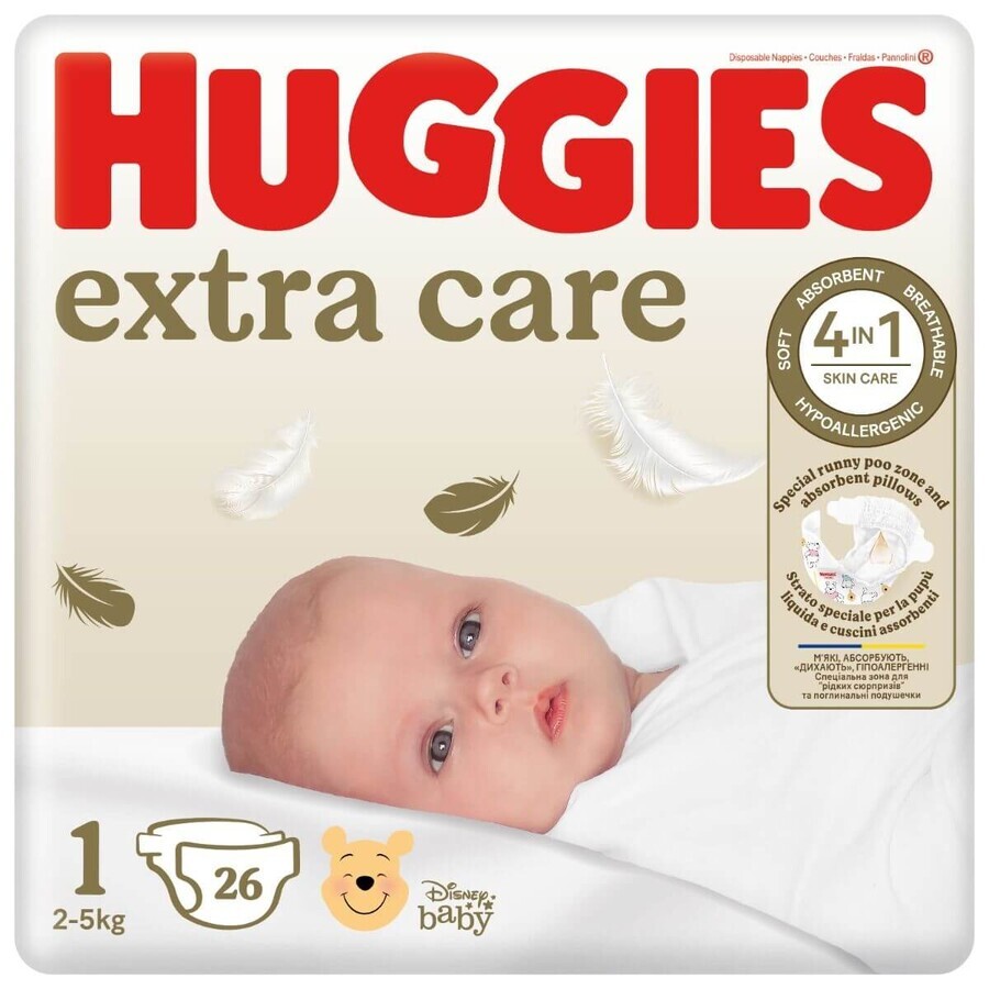 Convi Extra CareDiaper No. 1, 3-5 kg, 26 pieces, Huggies