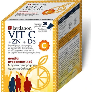 Lavdanon Vit C+ZN+D3 Multivitamine voor energie & versterking immuunsysteem 400iu 30 sachets