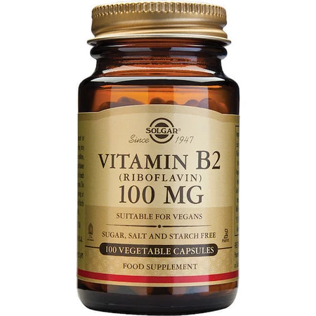 Solgar Vitamin B2 Vitamin für die Gesundheit des Nervensystems 100mg 100 pflanzliche Kapseln