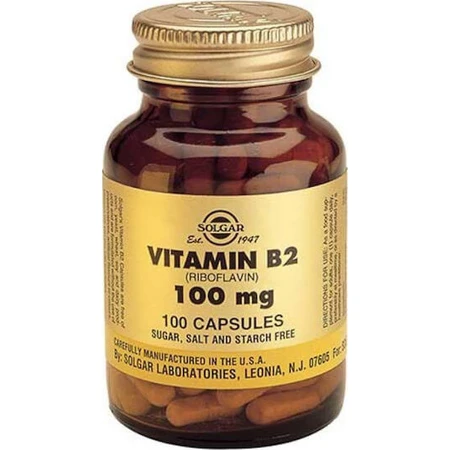 Solgar Vitamin B2 Vitamin für die Gesundheit des Nervensystems 100mg 100 pflanzliche Kapseln