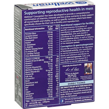 Vitabiotics Wellman Conceptie Vruchtbaarheid & Voortplanting Testosteronverhogend Supplement 30 tabs