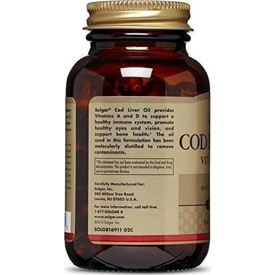 Solgar Levertraan 100 softgels Niet-gearomatiseerd