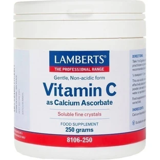 Lamberts Vitamine C als Calcium Ascorbaat Vitamine voor Versterking van Immuunsysteem, Huid & Antioxidantwerking 250gr