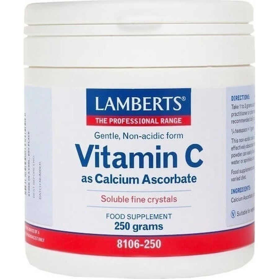 Lamberts Vitamine C als Calcium Ascorbaat Vitamine voor Versterking van Immuunsysteem, Huid & Antioxidantwerking 250gr