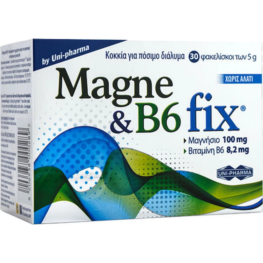 UNI-PHARMA Magne & B6 Fix 30 Packets Raspberry Flavor