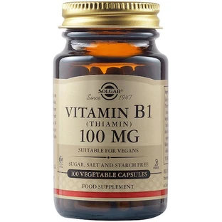 Solgar Vitamin B1 (Thiamin) Vitamin for Nervous System Health 100mg 100 veget 100 capsules