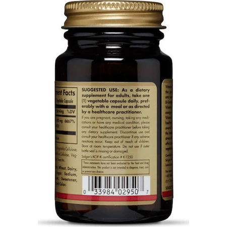 Solgar Vitamin B1 (Thiamin) Vitamin for Nervous System Health 100mg 100 veget 100 capsules