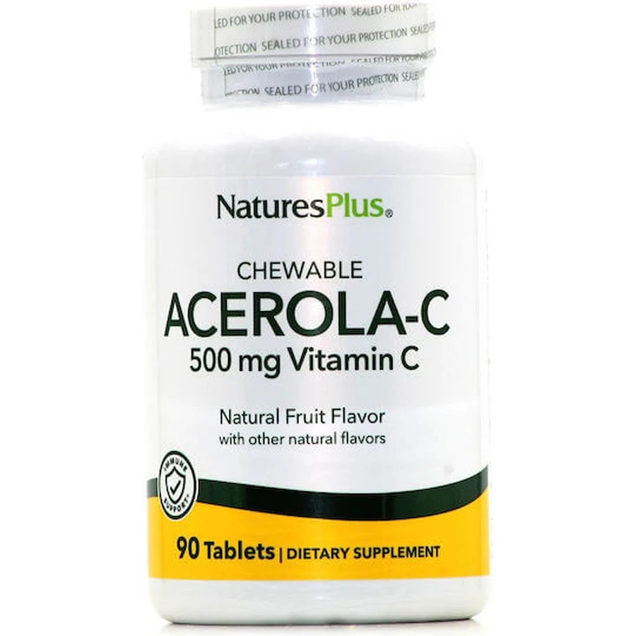 Nature's Plus Acerola-C Vitamine voor immuunsysteem, huid en antioxidant 500mg 90 tabletten