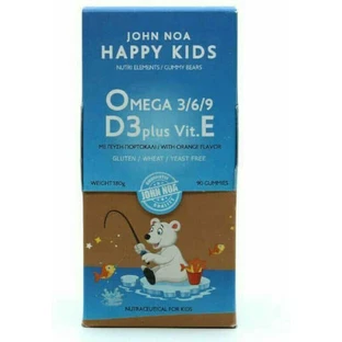 John Noa Happy Kids Omega 3/6/9 D3 Plus Geschikt voor Kinderen 90 geleiproducten Sinaasappel