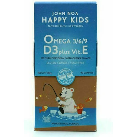 John Noa Happy Kids Omega 3/6/9 D3 Plus Geschikt voor Kinderen 90 geleiproducten Sinaasappel