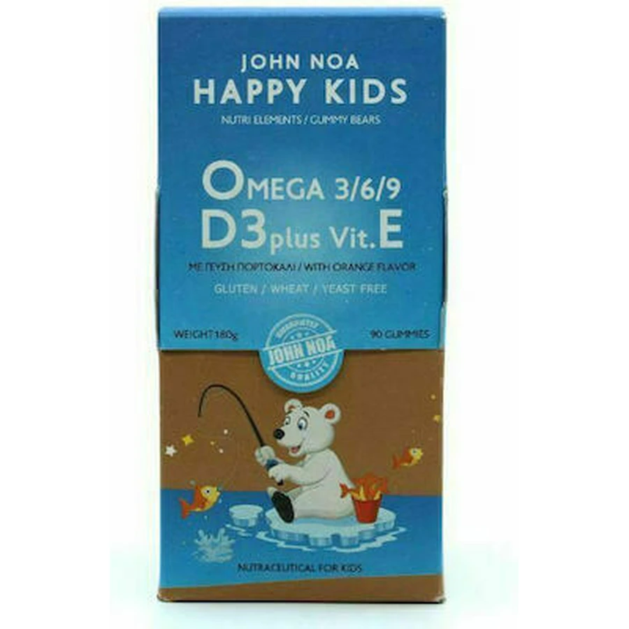 John Noa Happy Kids Omega 3/6/9 D3 Plus Geschikt voor Kinderen 90 geleiproducten Sinaasappel