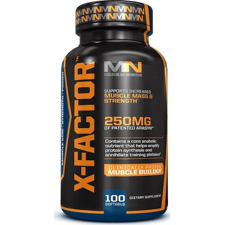 Molecular Nutrition X-Factor 250 mg Suplemento para el entrenamiento y el aumento de testosterona 100 cápsulas blandas
