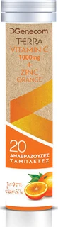 Genecom Terra Vitamin C 1000 mg & Zinc Multivitamin for Energy & Immune System Strengthening 1000mg Orange 20 tabs eff