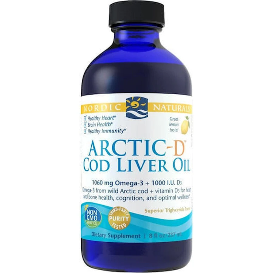 Nordic Naturals Arctic-D Arctic Cod Liver Oil 1060mg Omega 3 & 1000IU D3 Cod Liver Oil 1060mg 237ml
