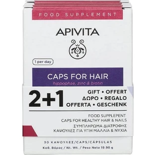 Apivita Caps For Hair Hippophae, Zinc & Biotin Food Supplement Special 3 x 10 capsules