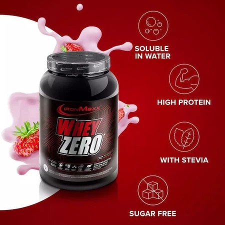 IronMaxx Whey Zero Whey Organic Whey Protein with Strawberry Flavor 908gr