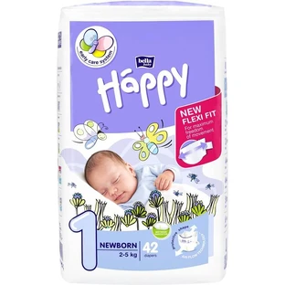 Pañales New Born No. 1, 2-5 kg, 42 piezas, Happy