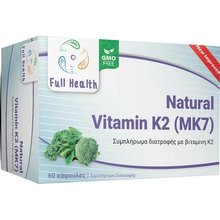 Full Health Natural Vitamin K2 MK7 Egg Health Vitamin K2 MK7 150mcg 60 cápsulas vegetales