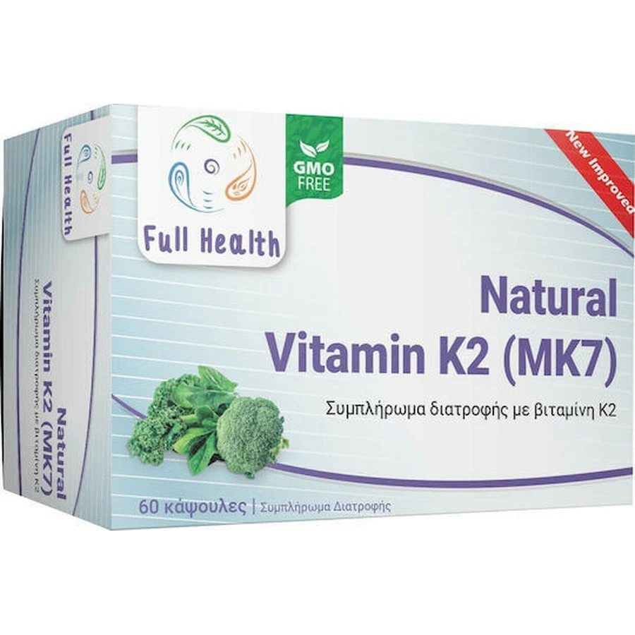 Full Health Natural Vitamin K2 MK7 Egg Health Vitamin K2 MK7 150mcg 60 cápsulas vegetales