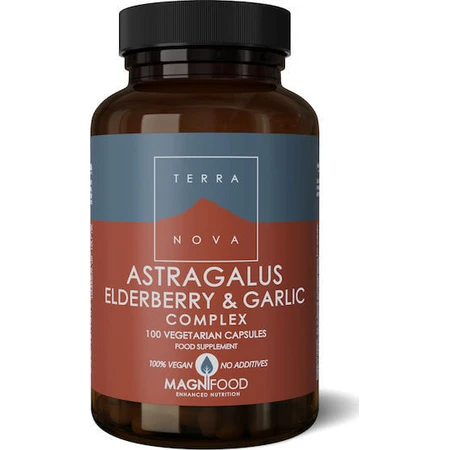 TerraNova Astragalus Holunderbeere & Knoblauch Immunstärkendes Supplement 100 pflanzliche Kapseln
