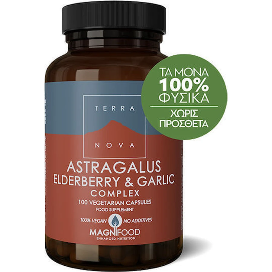 TerraNova Astragalus Holunderbeere & Knoblauch Immunstärkendes Supplement 100 pflanzliche Kapseln