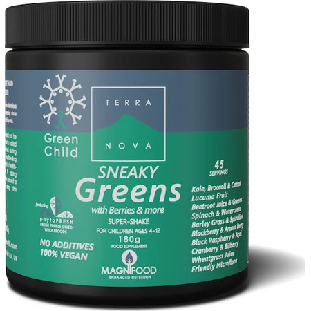 TerraNova Child Sneaky Greens Super Shake Multivitamin for Energy, Immune Boost & Antioxidant Action 180gr