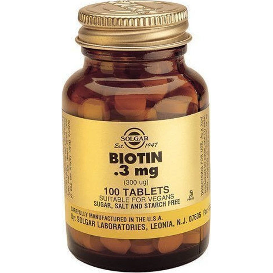 Solgar Biotine Vitamine voor Haar, Huid & Nagels 300mcg 100 x 1 tabletten