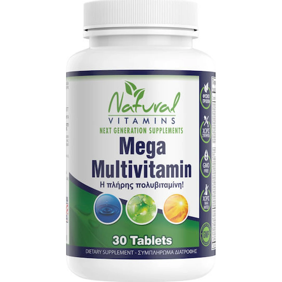 Natuurlijke Vitaminen Mega Multivitamine Multivitamine voor energie, versterking immuunsysteem & haar 100mg 30 tabletten