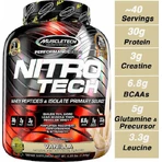 MuscleTech Nitrotech Whey Protein Molkenprotein mit Kreatin & Geschmacksrichtung Vanillecreme 1,8kg