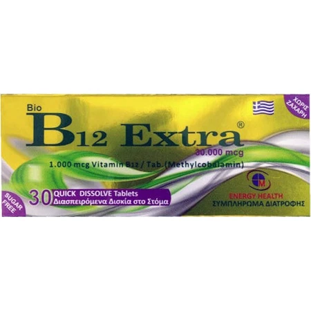 Medichrom Bio B12 Vitamina Extra para la Salud del Sistema Nervioso 1000mcg 30 Comprimidos