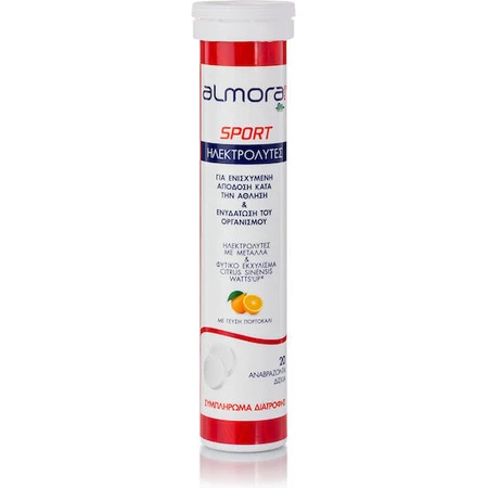 almora PLUS® SPORT Electrolitos para mejorar el rendimiento deportivo y la hidratación Naranja 20 pastillas de ef