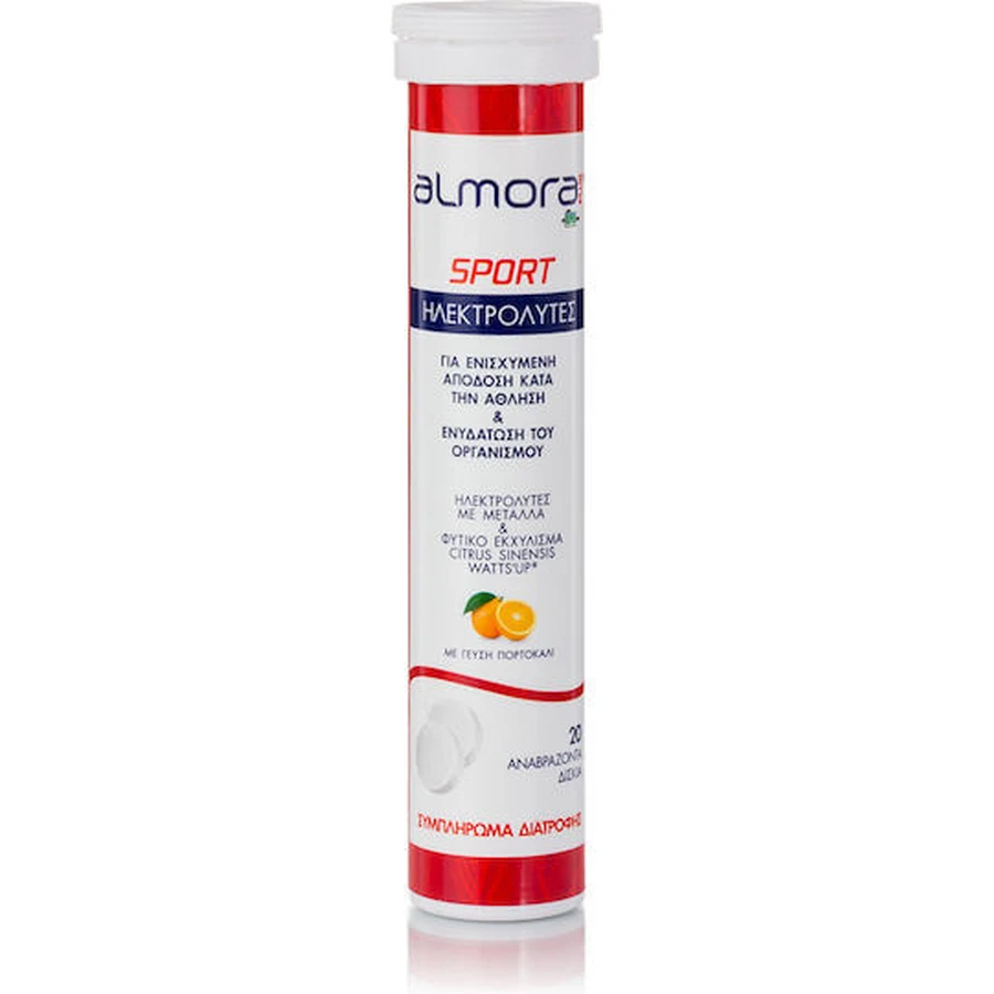 almora PLUS® SPORT Electrolitos para mejorar el rendimiento deportivo y la hidratación Naranja 20 pastillas de ef