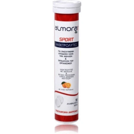 almora PLUS® SPORT Electrolitos para mejorar el rendimiento deportivo y la hidratación Naranja 20 pastillas de ef