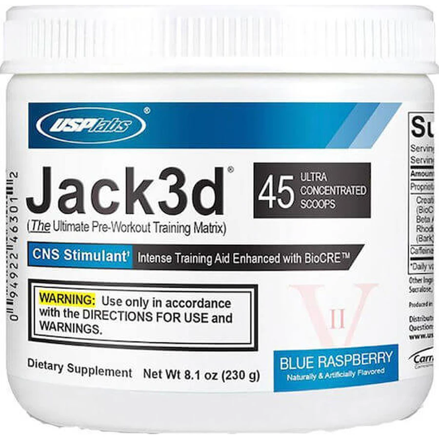 USP Labs Jack3d Jack3d Suplemento Pre-Entrenamiento 248gr Frambuesa Azul