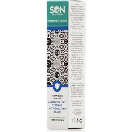 Science of Nature Vitamine D3, C & Zn Liposomales Multivitamin Multivitamin-Spray zur Stärkung des Immunsystems und mit antioxidativer Wirkung Minze 30ml