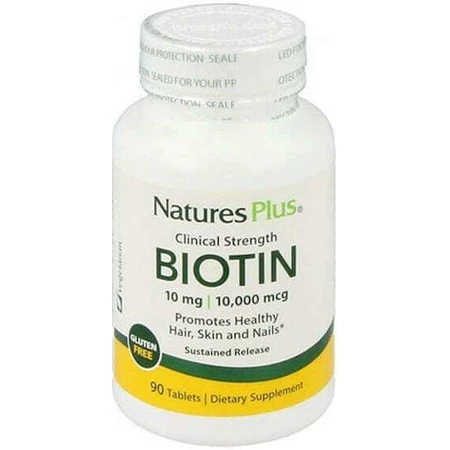 Nature's Plus Clinical Strength Biotina Vitamina para cabello, piel y uñas 10 mg 90 comprimidos