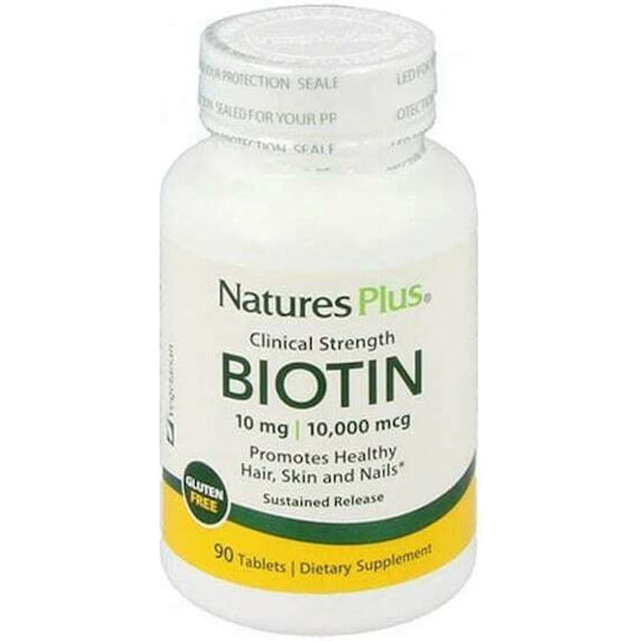 Nature's Plus Clinical Strength Biotina Vitamina para cabello, piel y uñas 10 mg 90 comprimidos