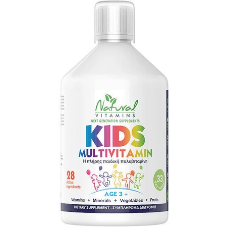 Natural Vitamins Kids Multivitamine 3+ Multivitamine voor Versterking Immuunsysteem & Gezondheid van Vogels 500ml
