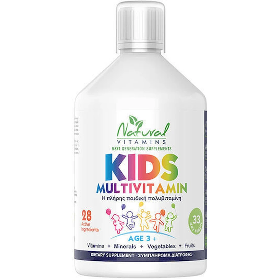 Natural Vitamins Kids Multivitamine 3+ Multivitamine voor Versterking Immuunsysteem & Gezondheid van Vogels 500ml