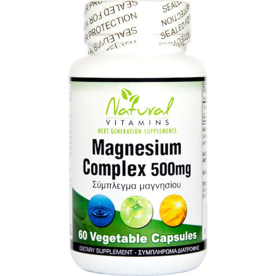Vitaminas Naturales Complejo de Magnesio 500mg 60 cápsulas de hierbas