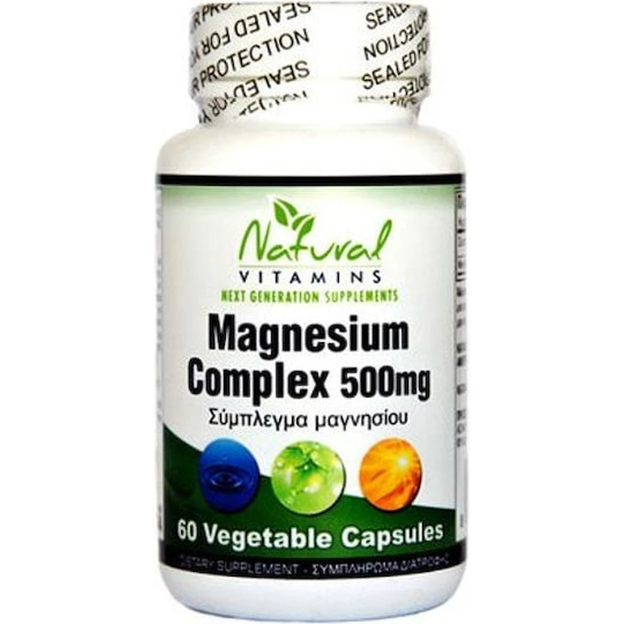 Vitaminas Naturales Complejo de Magnesio 500mg 60 cápsulas de hierbas
