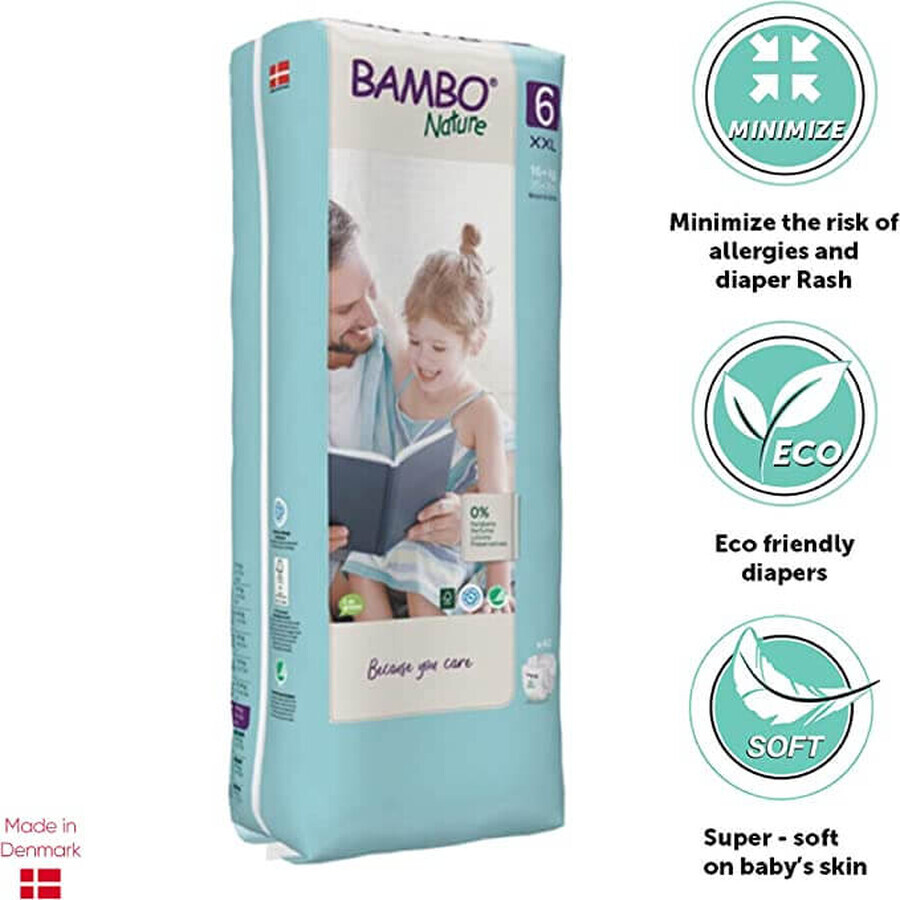Pañales nº 6, +16 kg, 40 unidades, Bambo Nature