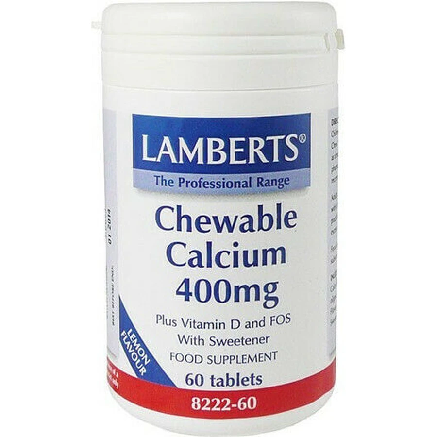 Lamberts Chewable Calcium 400mg 60 Comprimés à Croquer Arôme Citron