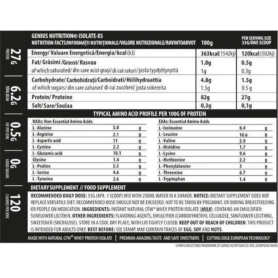 Genius Nutrition Isolaat X5 met chocoladesmaak 2kg