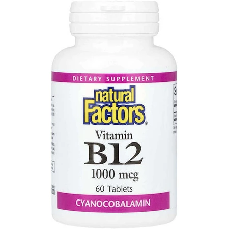 Natural Factors Vitamin B12 for Nervous System Health 1000mg Cherry 90 Tablets