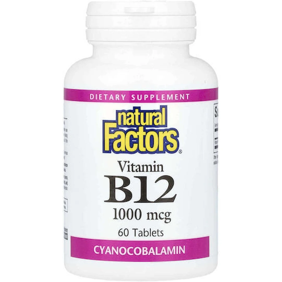 Natural Factors Vitamin B12 for Nervous System Health 1000mg Cherry 90 Tablets