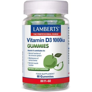 Lamberts Vitamine D3 Vitamine voor Versterking Immuunsysteem & Ei-Gezondheid 1000iu Appel 60 geleisnoepjes