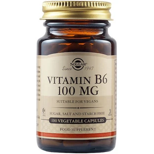 Solgar Vitamine B6 voor de gezondheid van het zenuwstelsel 100mg 100 veget 100 capsules