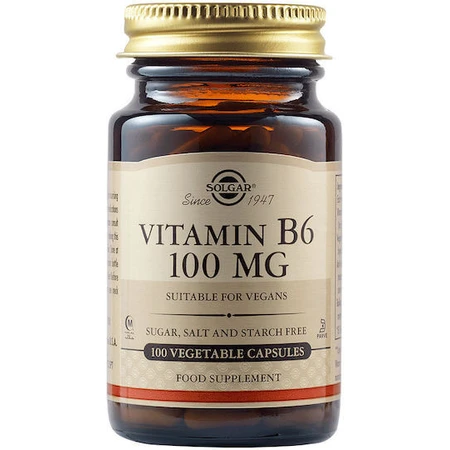 Solgar Vitamine B6 voor de gezondheid van het zenuwstelsel 100mg 100 veget 100 capsules